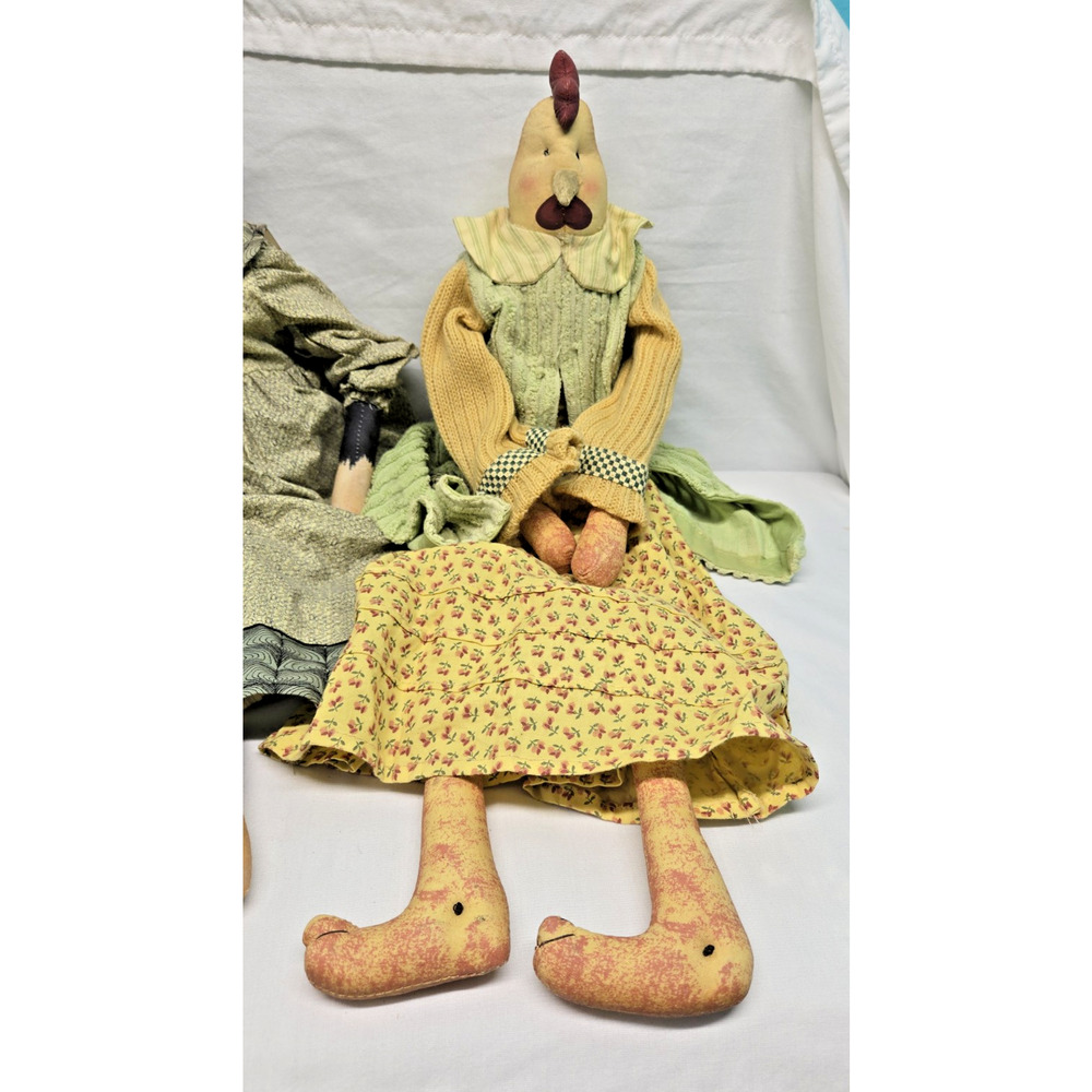 Sage County Mercantile Cat & Chicken Dolls Cloth Shelf Sitters Set Of 2 - Picture 2 of 13